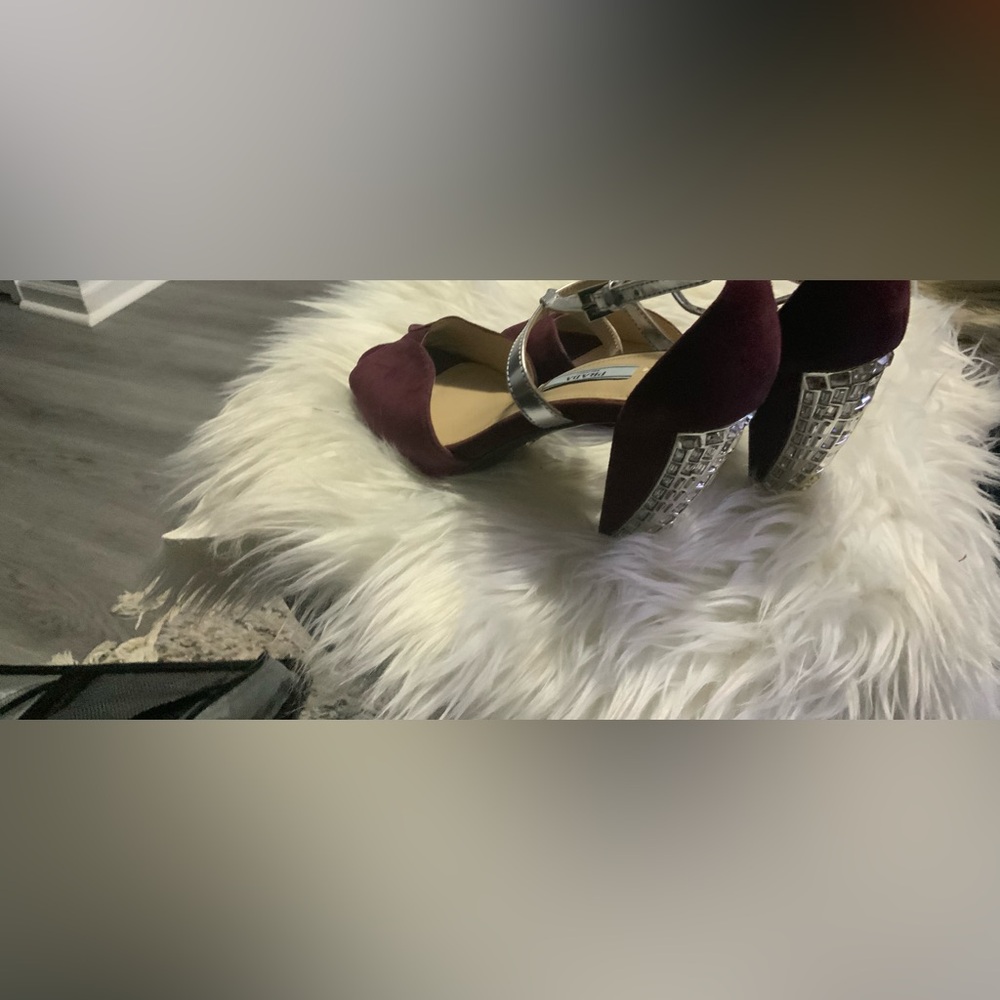 Prada brown suede crystal heel ankle strip